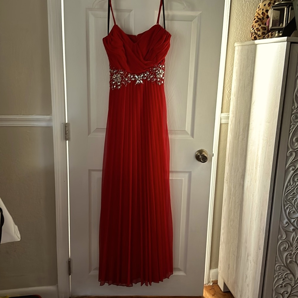 Red dress with silver diamond detailing
